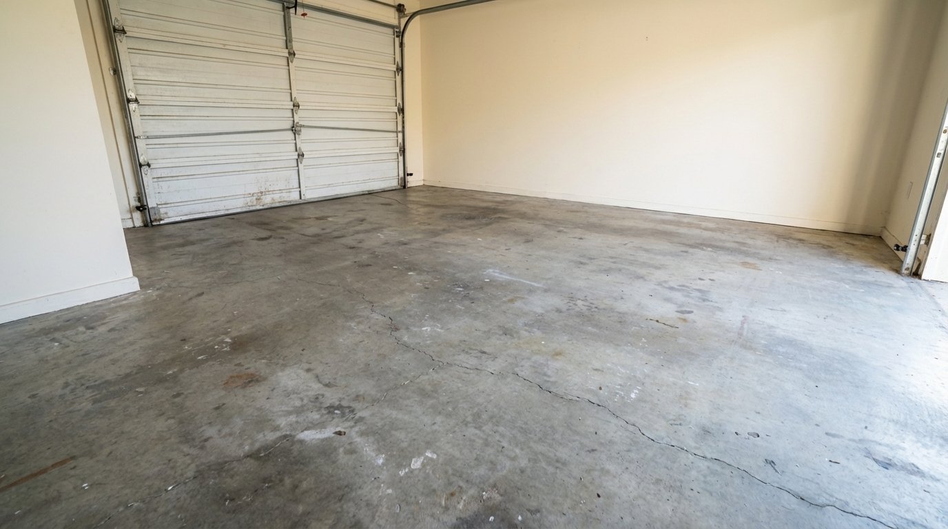 Before - worn concrete floor