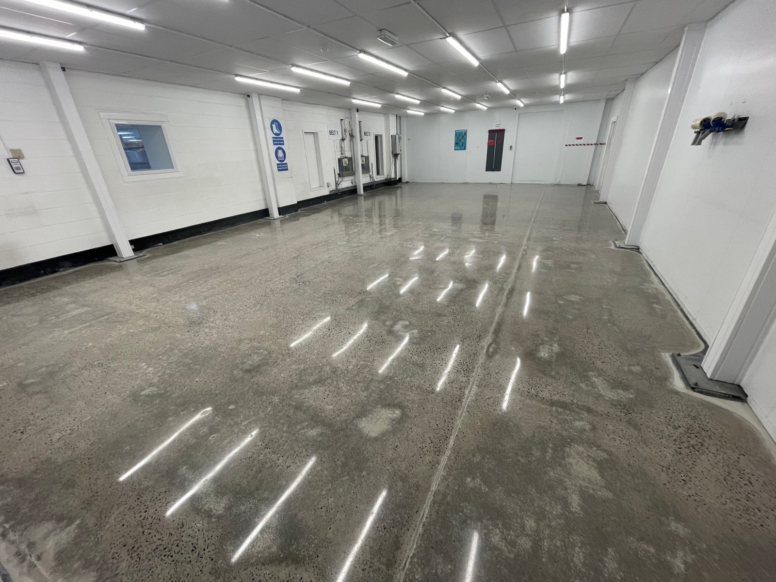 Industrial polished concrete — full aggregate manufacturing floor