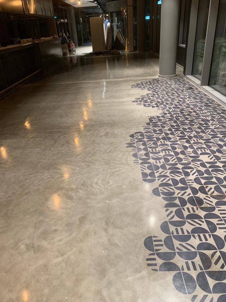 Commercial polished concrete — retail showroom high gloss finish